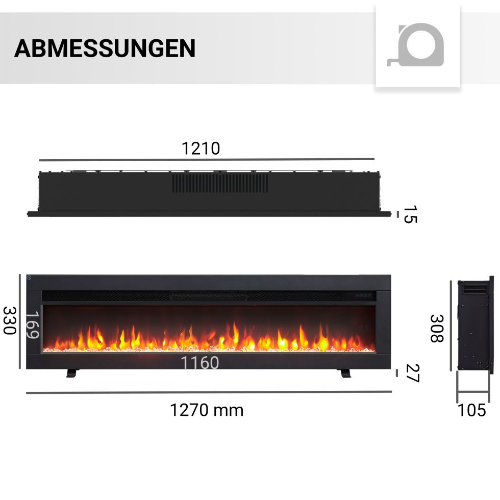 Balderia Elektrokamin 'Agnes 50' schwarz 1,8 kW Bild 5