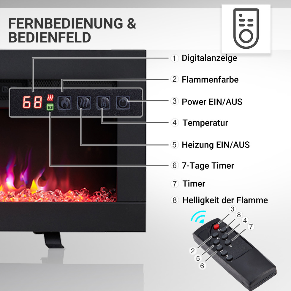 Balderia Elektrokamin 'Agnes 60' schwarz 1,8 kW