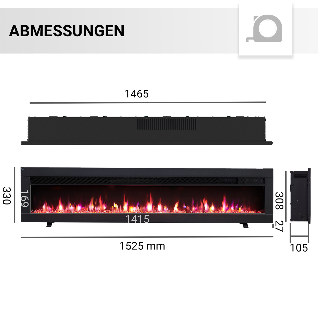 Balderia Elektrokamin 'Agnes 60' schwarz 1,8 kW Bild 3