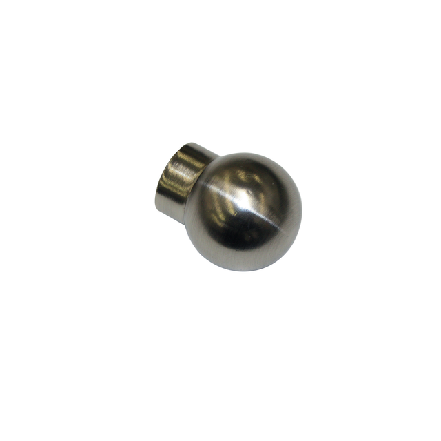Gardinia Endknopf für Gardinenstange 'Sol' kugelförmig Ø 16 mm Edelstahl-Optik, 2er-Pack