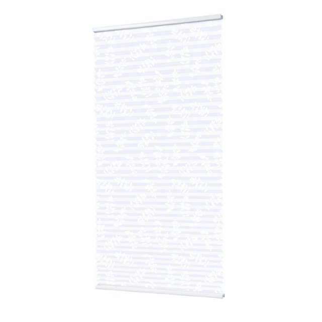 B1 Plissee 'Klemmfix' weiß mit Zweigmotiv 80 x 220 cm