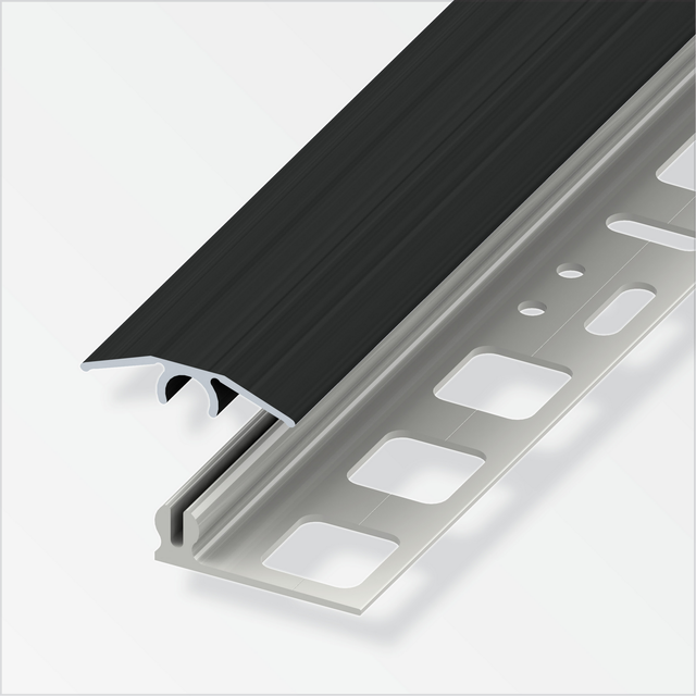 alfer Übergangsprofil 'clipstech®-mini'Aluminium schwarz 1000 x 25 mm