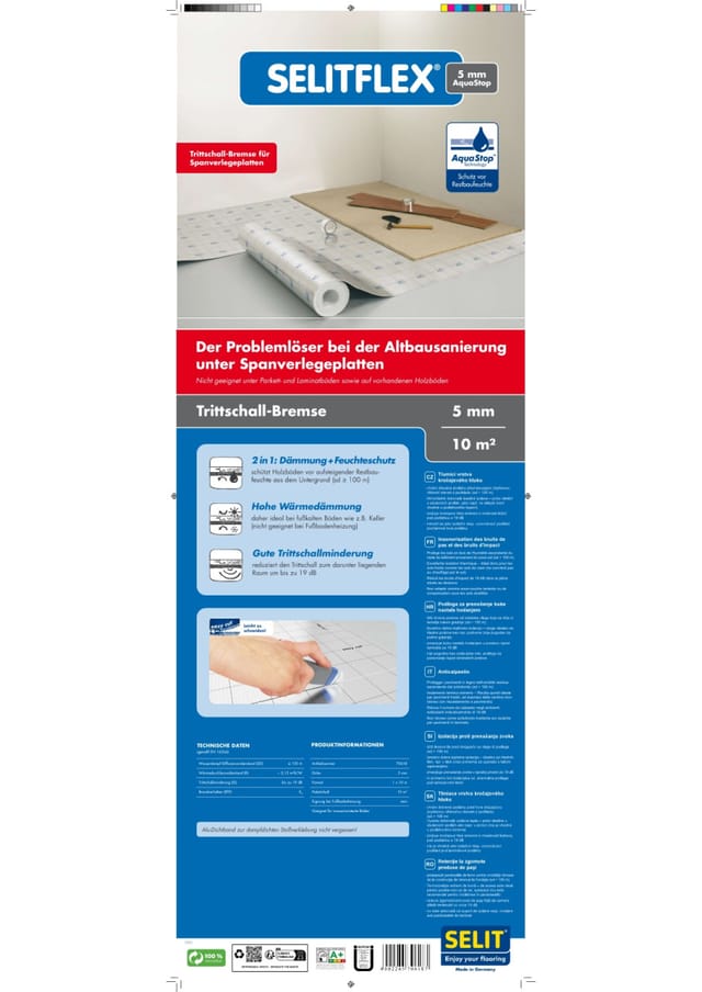 Trittschall-Bremse 'Selitflex AquaStop' 5 mm, 1,0 x 10 m, 10 m²