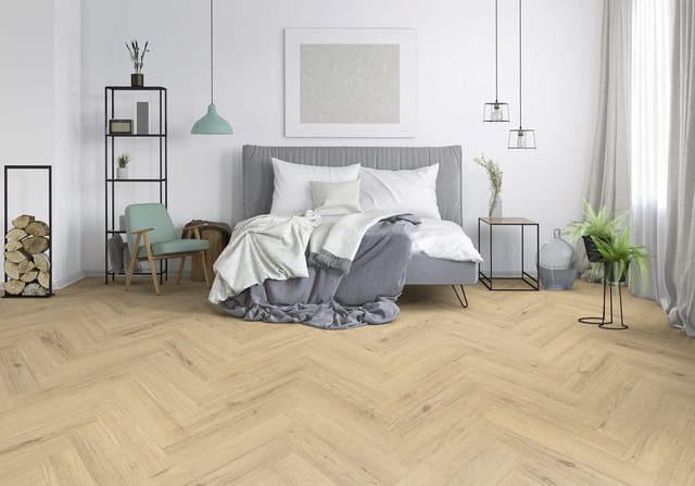 Classen Laminat Fischgrät 'Ville Cetina' Eiche hellbraun 8 mm