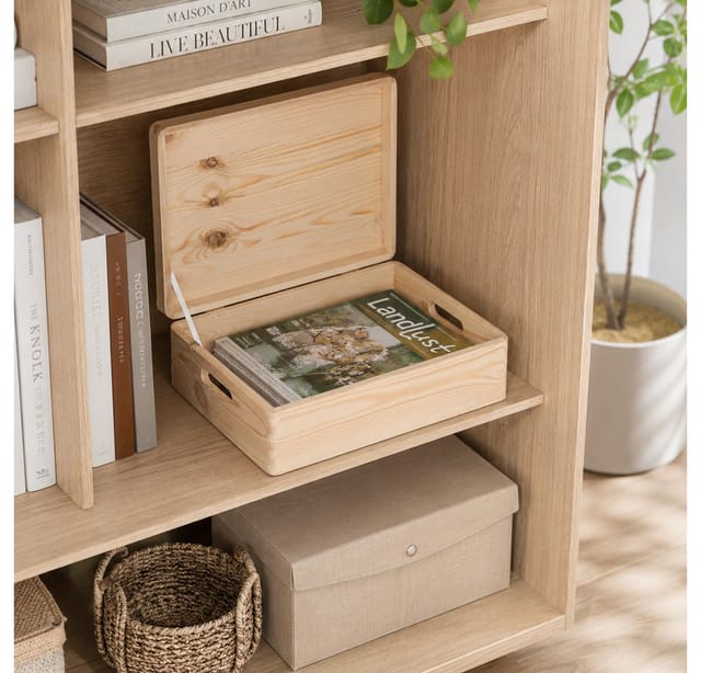Kesper Aufbewahrungskiste Kiefer naturfarben 39 x 29 x 13,5 cm, mit Klappdeckel