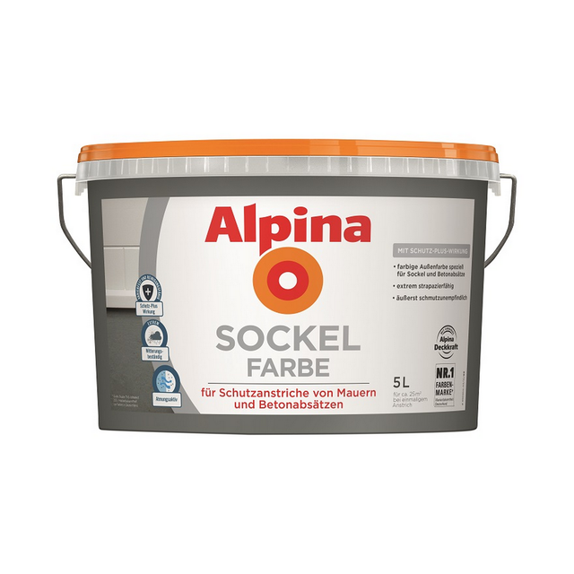 Alpina Sockelfarbe schiefergrau matt 5 l