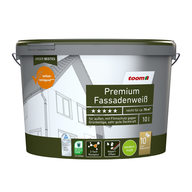 toom Premium-Fassadenweiß seidenmatt 10 l