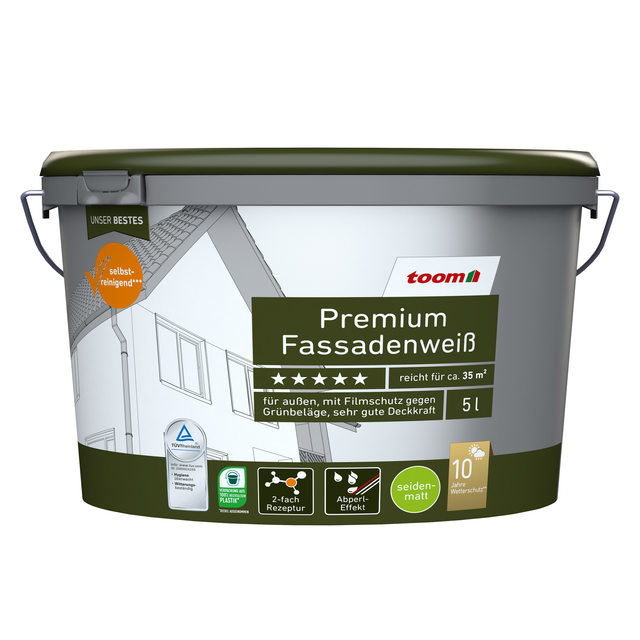 toom Premium-Fassadenweiß seidenmatt 5 l