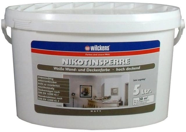 Wilckens Wand- Deckenfarbe Nikotinsperre mattweiß 5 l