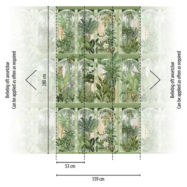 A.S. Création Vliestapete 'The Wall II' Fenster floral grün 3-teilig 1,59 x 2,80 m