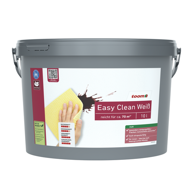 toom Dispersionsfarbe 'Easy Clean' weiß matt 10 l