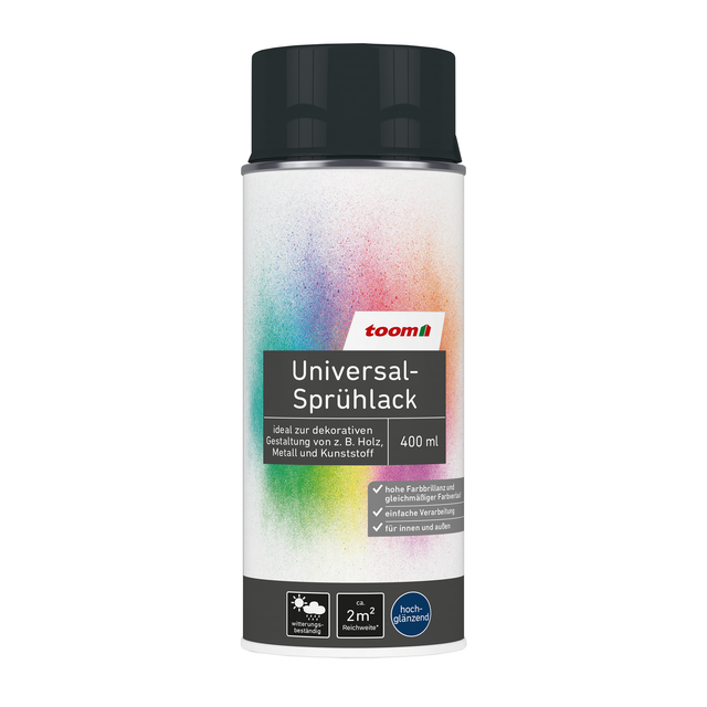toom Universal-Sprühlack 'Mitternacht' tiefschwarz glänzend 400 ml