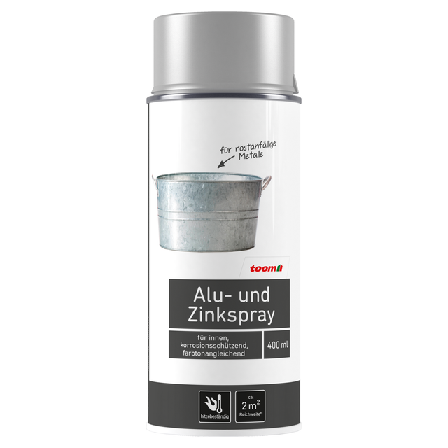 toom Metallschutzlack aluminiumfarben glänzend 400 ml