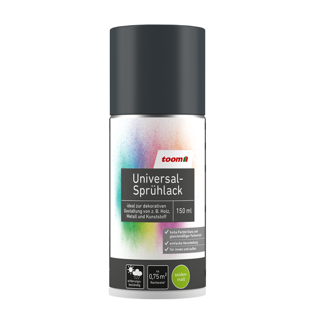 toom Universal-Sprühlack 'Mitternacht' tiefschwarz seidenmatt 150 ml