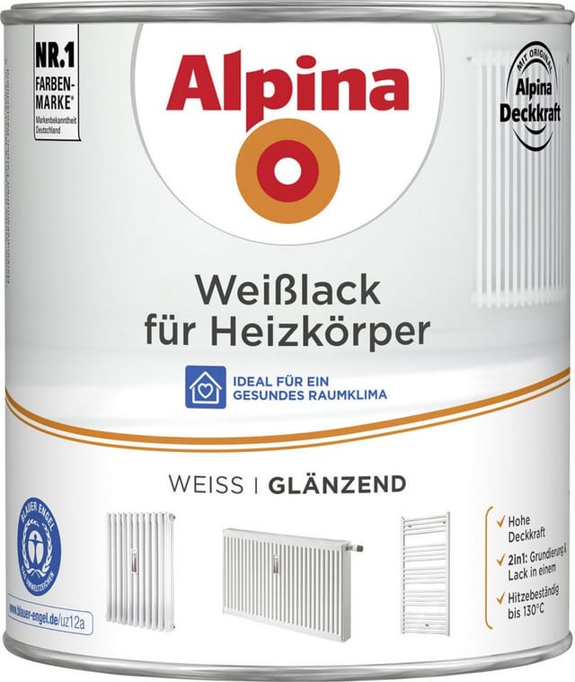 Alpina Heizkörperlack weiß glänzend 2 l