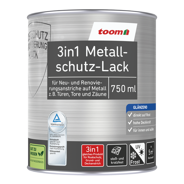 toom 3in1 Metallschutzlack grün glänzend 750 ml