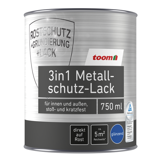 toom 3in1 Metallschutzlack braun glänzend 750 ml