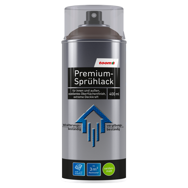 toom Premium-Sprühlack schokobraun seidenmatt 400 ml