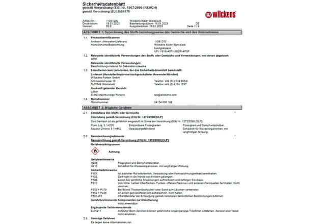 Wilckens Maler Weißlack hochglänzend 750 ml