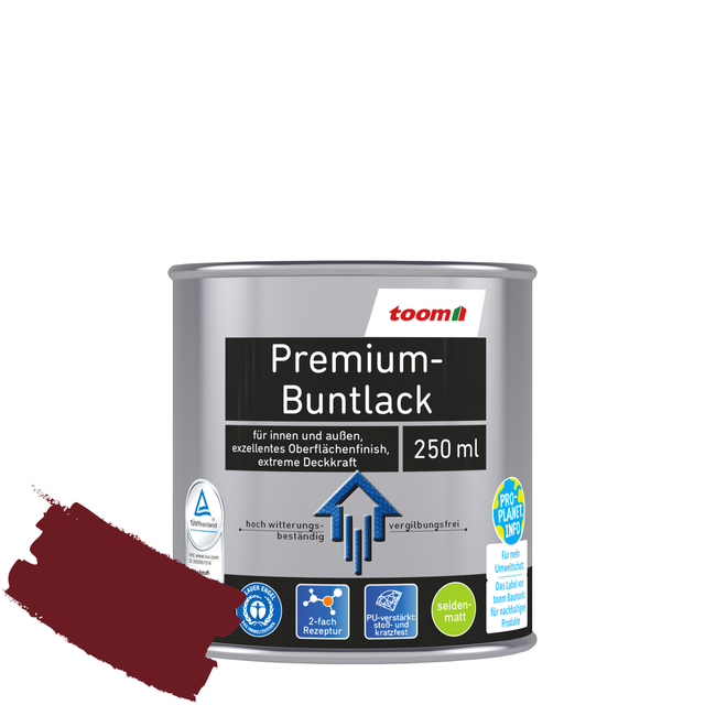 toom Premium-Buntlack purpurrot seidenmatt 250 ml