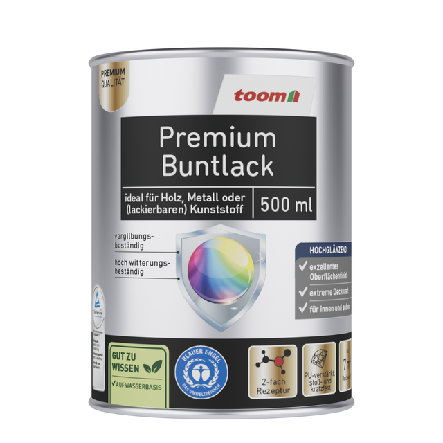 toom Premium-Buntlack elfenbeinfarben glänzend 500 ml