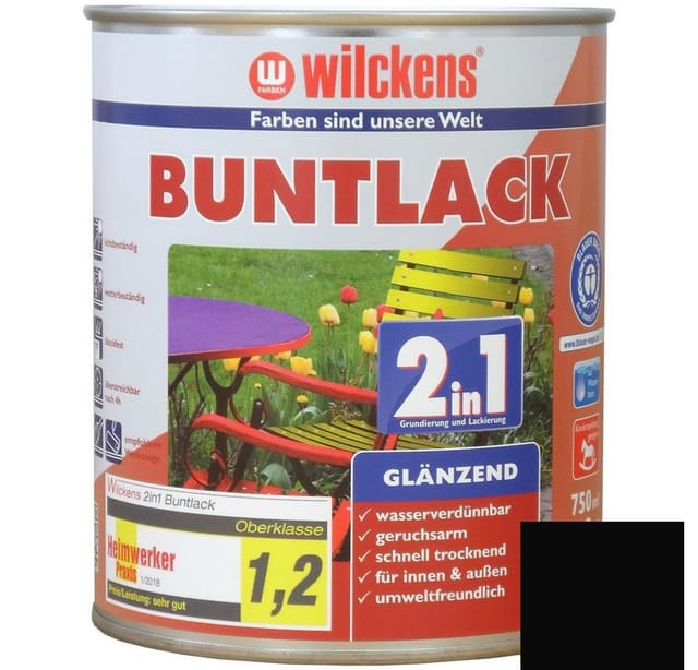 Wilckens 2in1 Buntlack tiefschwarz glänzend 750 ml