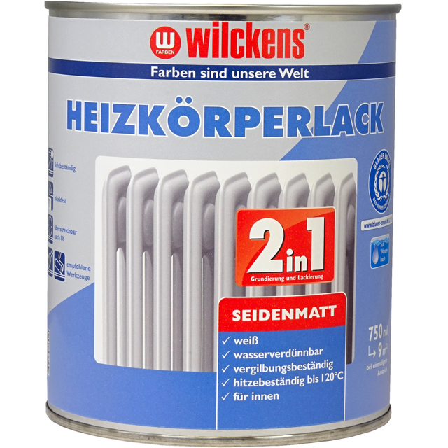 Wilckens 2in1 Heizkörperlack weiß seidenmatt 750 ml