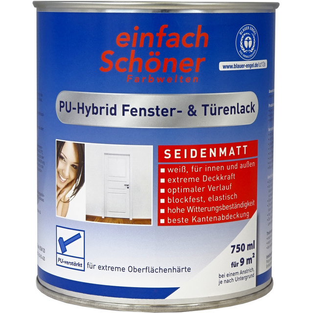Wilckens PU-Hybrid Fenster- & Türenlack weiß seidenmatt 750 ml