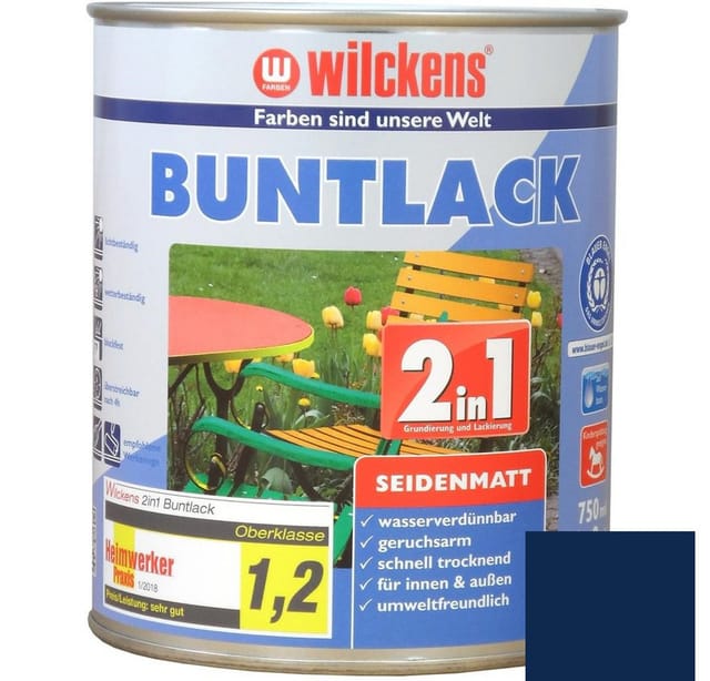 Wilckens 2in1 Buntlack enzianblau seidenmatt 750 ml