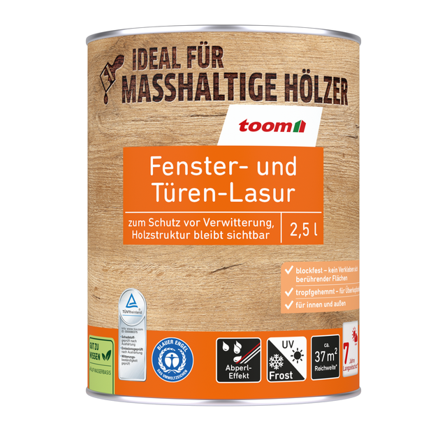 toom Fenster- und Türen-Lasur weiß 2,5 l