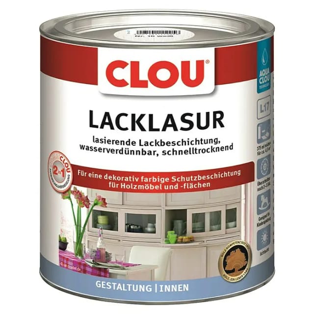 Clou Lacklasur weiß seidenmatt 375 ml