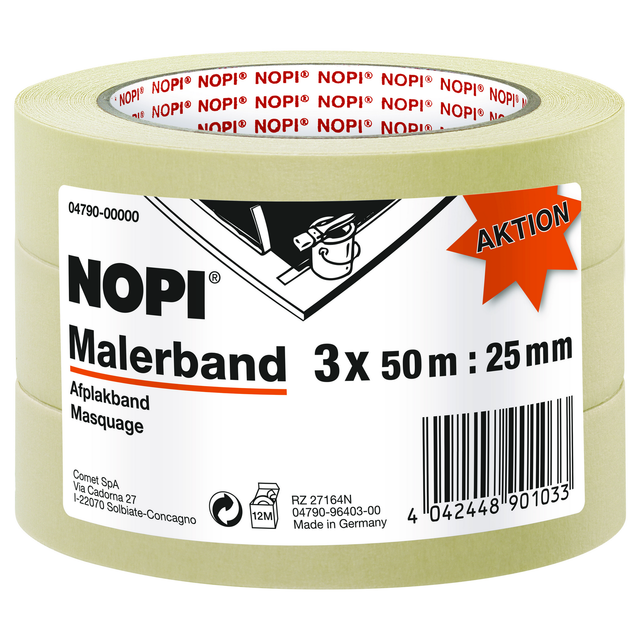 Nopi Malerkrepp 3er-Pack 50 m braun