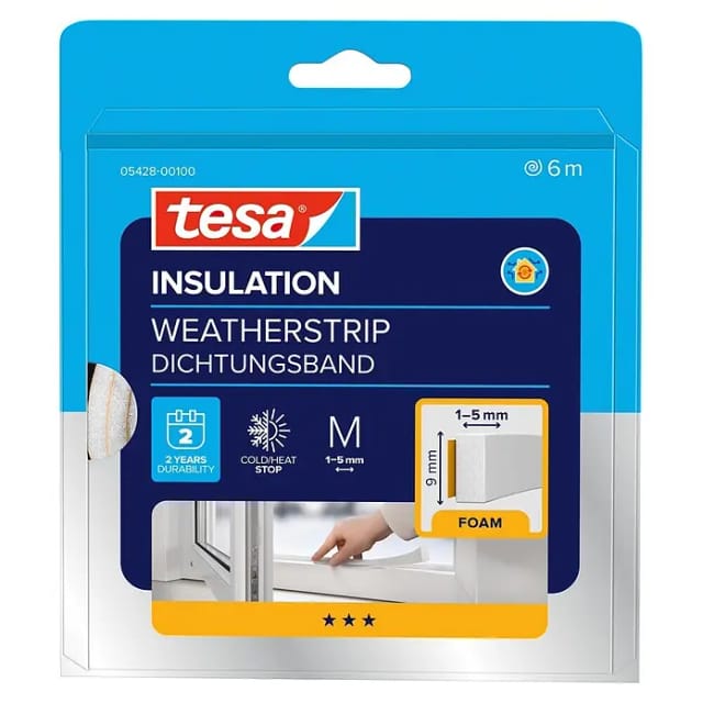 tesa Schaumstoffdichtung Universal 'Insulation' weiß 0,6 x 0,9 x 600 cm