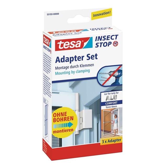 tesa Adapterset für Türfliegengitter 'Alu Comfort' anthrazit, 3 Stück