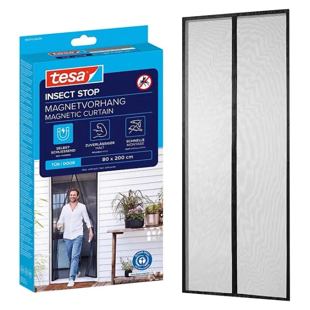 tesa Türfliegengitter 'Magnet Vorhang' anthrazit 80 x 200 cm