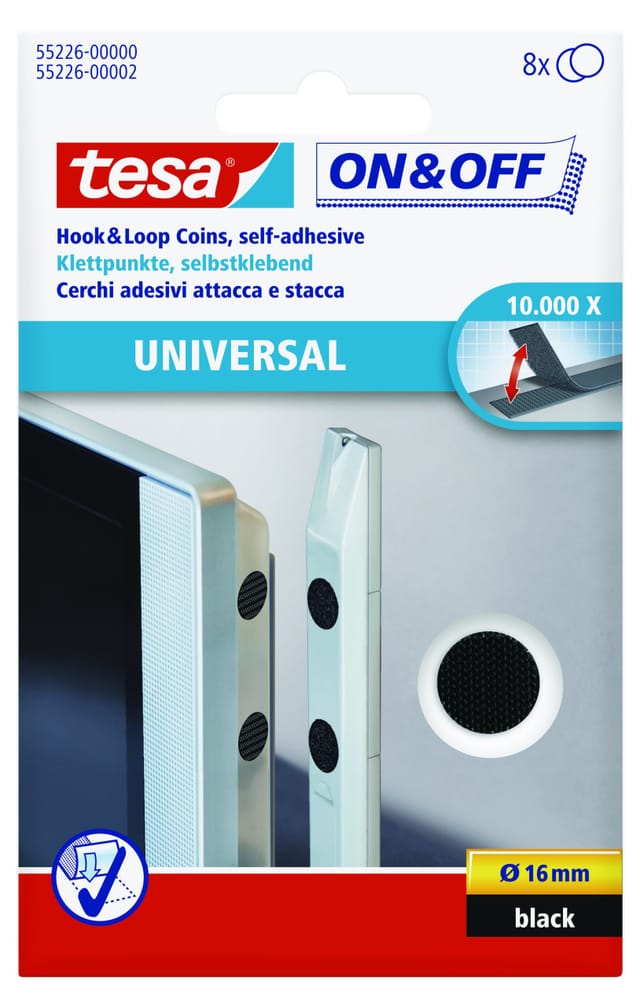 tesa Klettpunkte On & Off 'Universal' schwarz