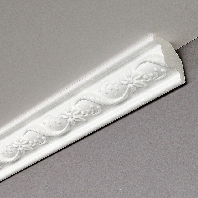 DECOSA® Zierprofil 'Denise' Blumenmuster weiß 200 x 3,1 x 3,1 cm