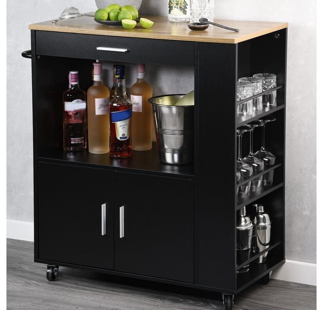 Kesper Küchenrollwagen schwarz 75 x 88 x 40 cm