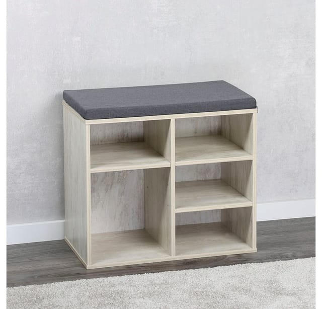 Kesper Schuhschrank weiß gekälkt mit Sitzkissen 51,5 x 48 x 29,5 cm
