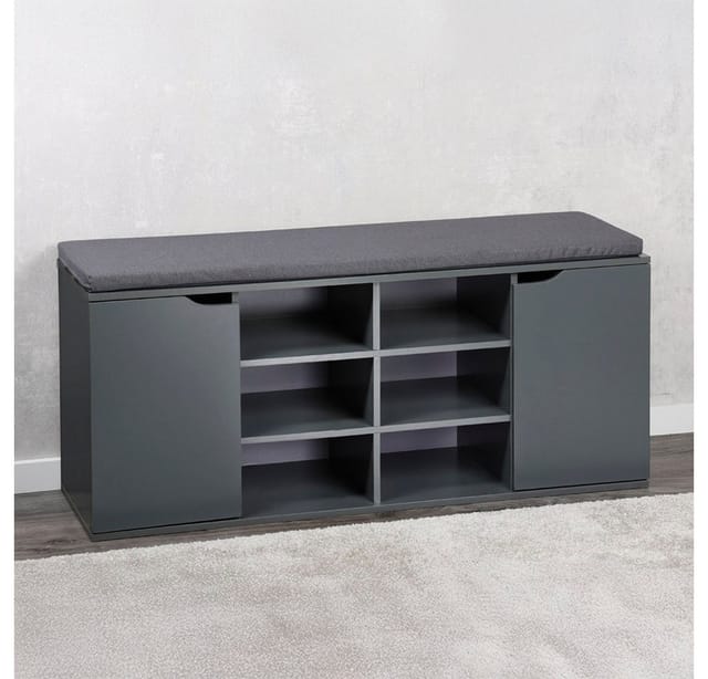 Kesper Schuhschrank mit Sitzkissen grau/anthrazit 103 x 48 x 30,5 cm