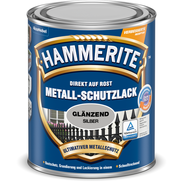 Hammerite Metallschutzlack silber glänzend 250 ml