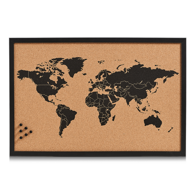 Zeller Pinnwand 'World' schwarz 59 x 39,5 cm