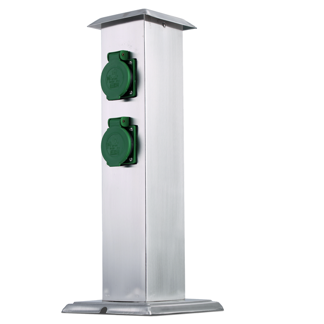 toom Steckdosensäule Edelstahl silbern 4-fach