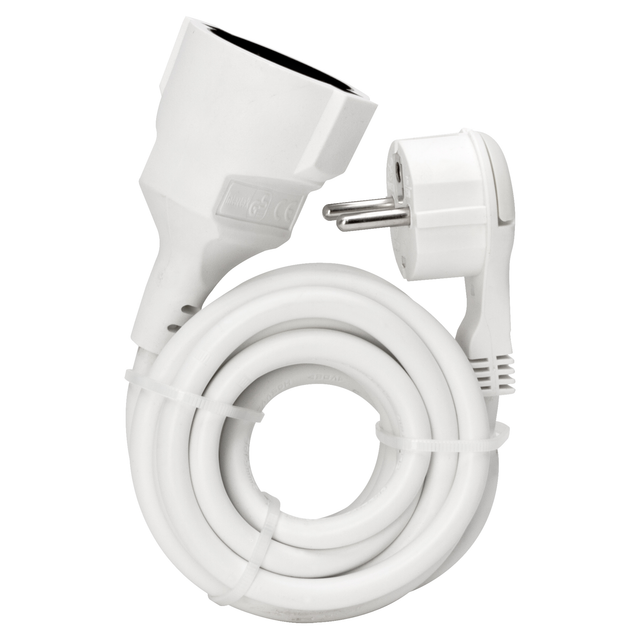 Kopp Verlängerungskabel 3 m, Flachstecker, weiß
