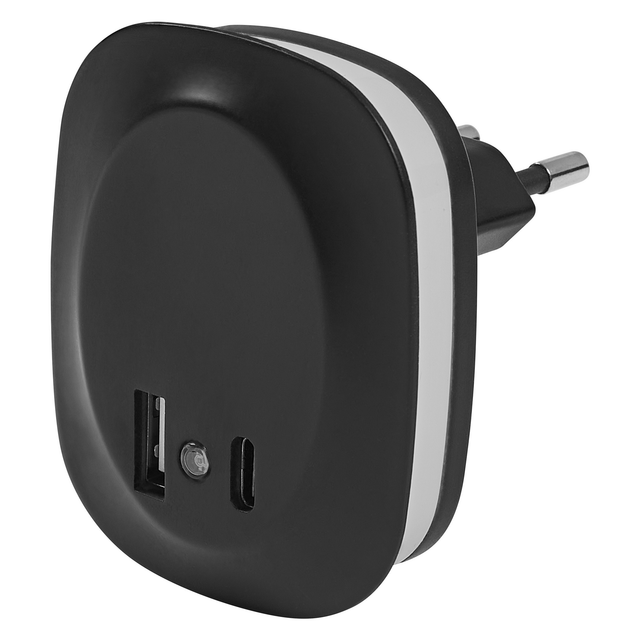 Ledvance LED-Nachtlicht 'Lunetta Edge' schwarz USB A/C 58 x 60 x 70 mm