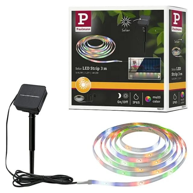 Paulmann LED-Strip 'Solar RGB' 3 m, 0,3 W, inklusive Dämmerungssensor und Akku schwarz