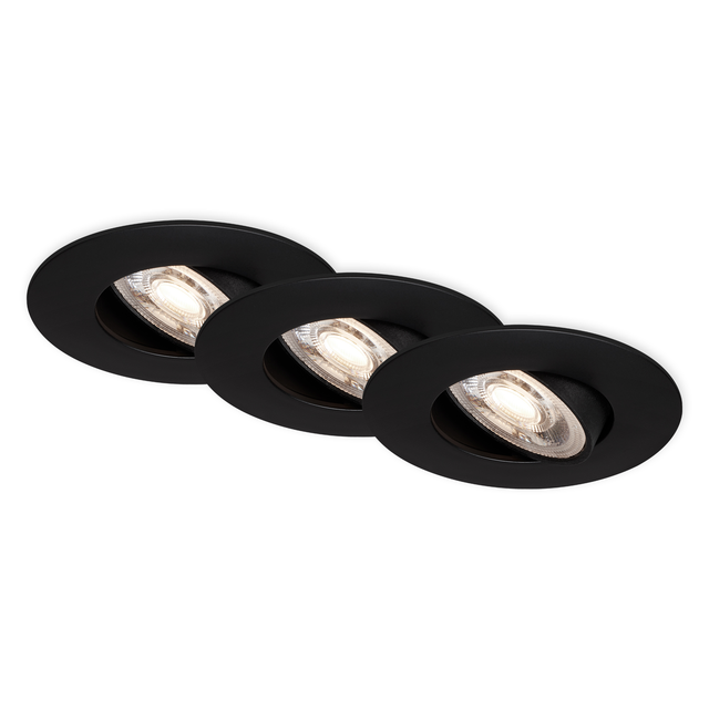 Briloner LED-Einbauleuchte 4,9 W Ø 9 cm 3 Stück schwarz