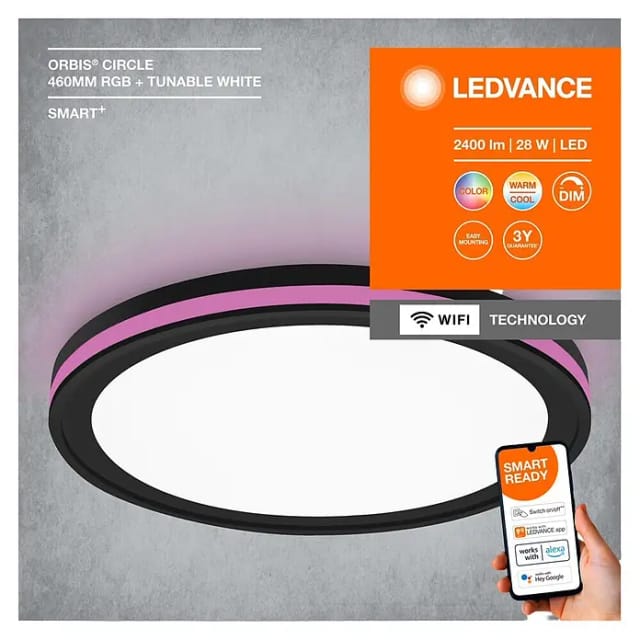 Ledvance LED-Deckenleuchte 'Smart Circle' schwarz Ø 46 cm 2400 lm