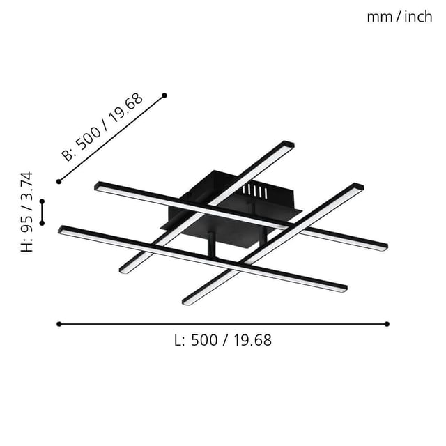 EGLO LED-Deckenleuchte 'Lasana 3' schwarz 25 W