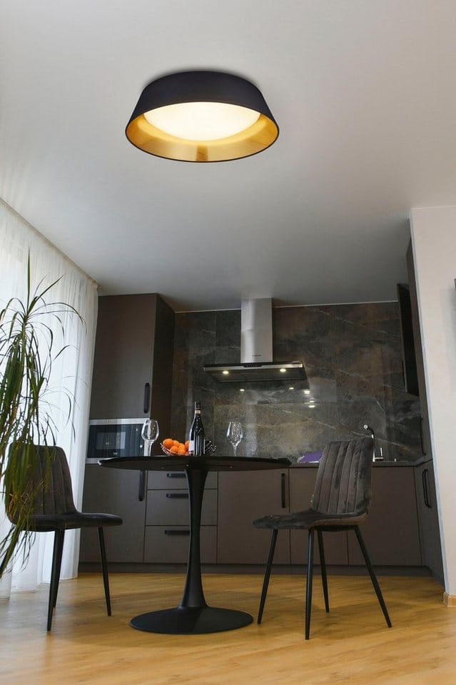Reality Leuchten LED-Deckenleuchte 'Ponts' schwarz/goldfarben Ø 45 cm